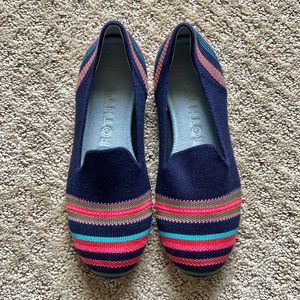 Rothy’s Loafers Merino Wool Navy Ribbon Stripe 6.5